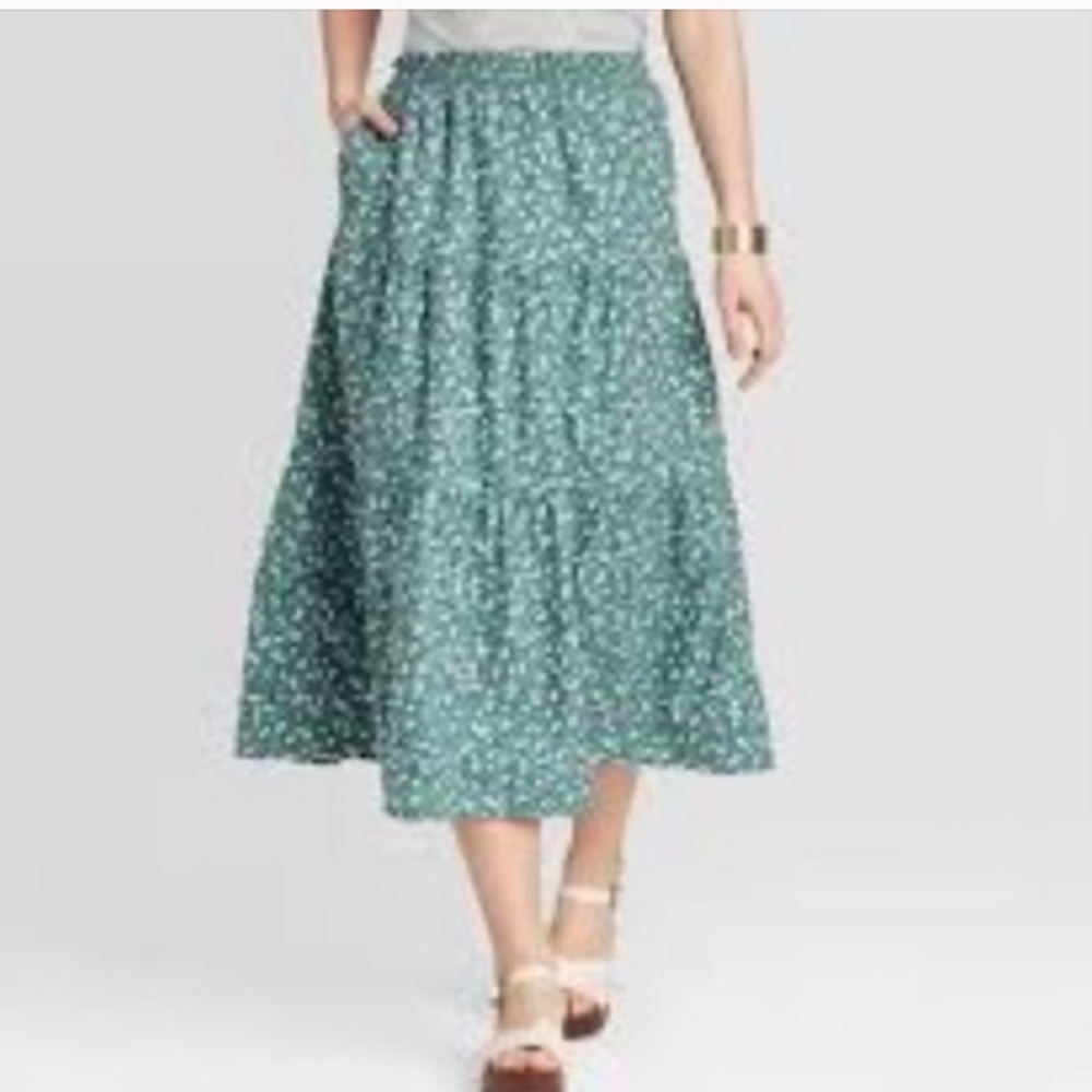 Universal Thread Floral Mid-Rise Tiered Skirt XXL